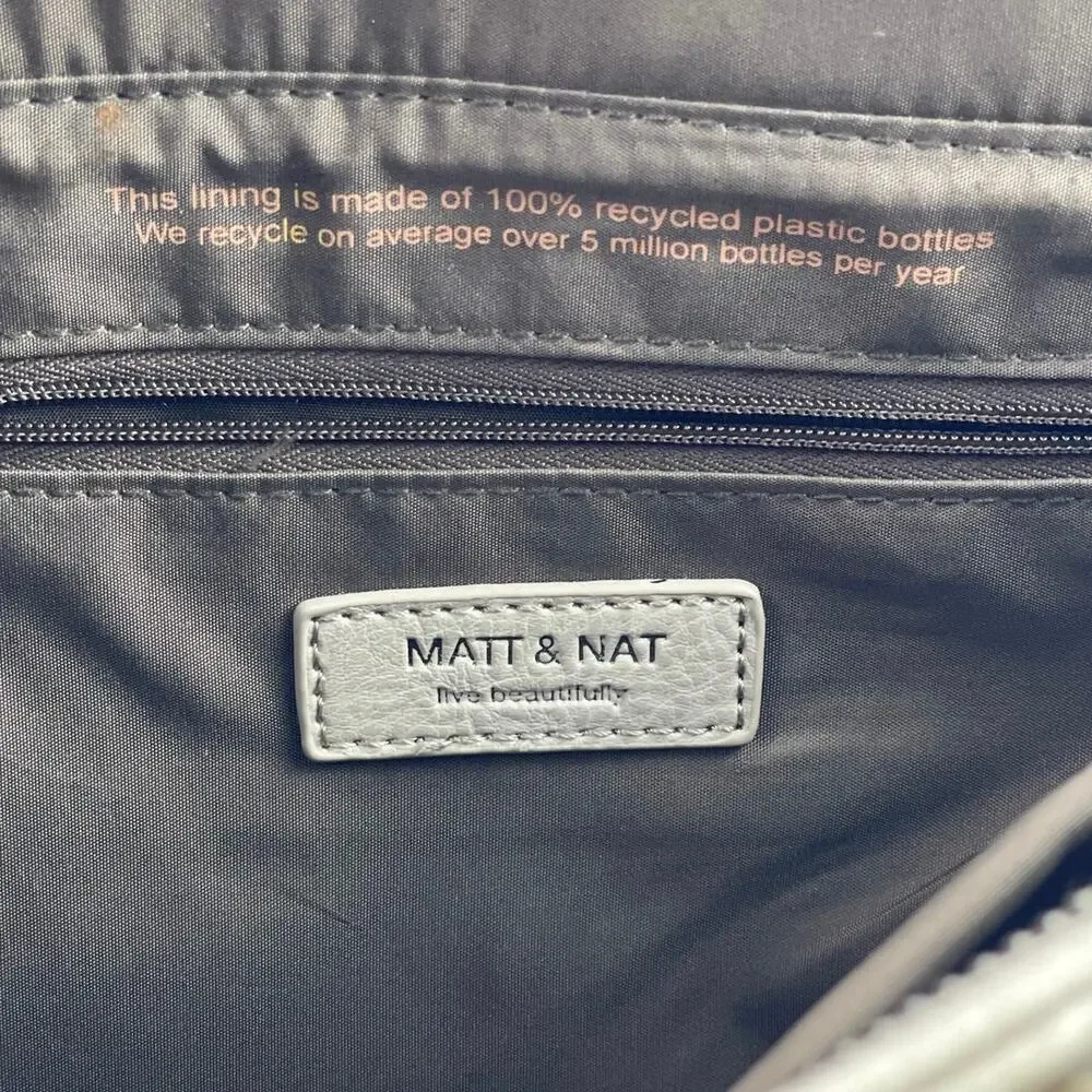Matt & Nat Gray Pebbled Laptop Zip Crossbody Tote Shopper Messenger Handbag OS